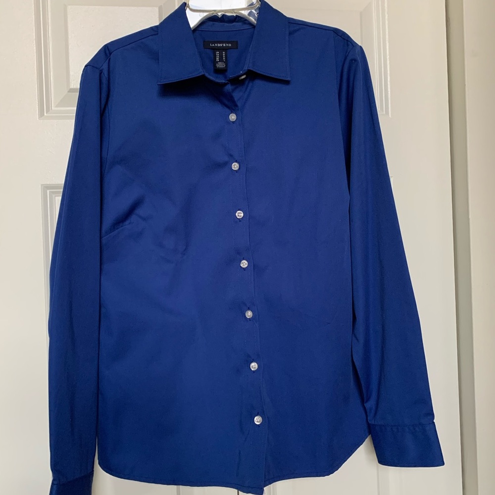 Cobalt Blue Lands’ End Dress Shirt